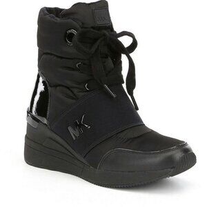 Michael Kors Shay Boots Black Rain Winter Sneaker Wedge Size 8
